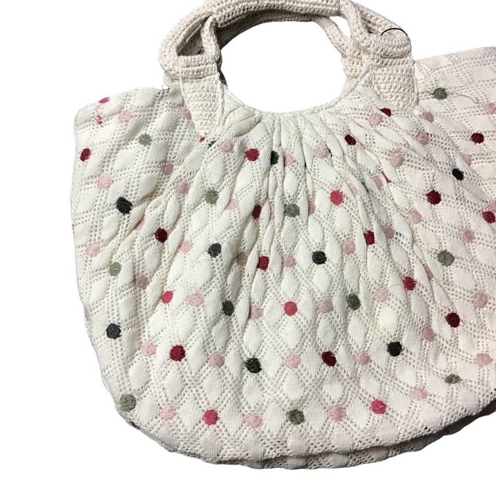 Zara Polka Dot Knit Shopper Cotton Tote - Picture 2 of 10